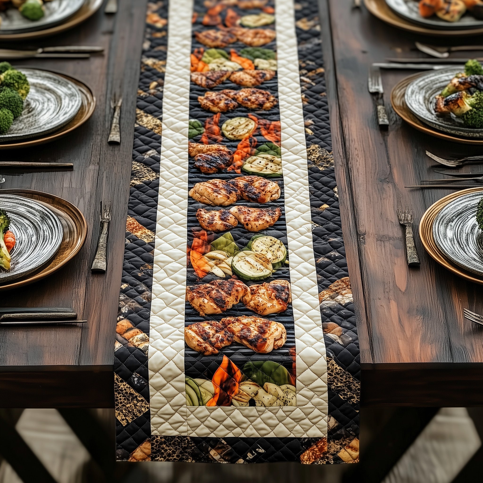 The Grill Bbq Bash Quilted Table Runner Table Runner Gift for Holiday Season