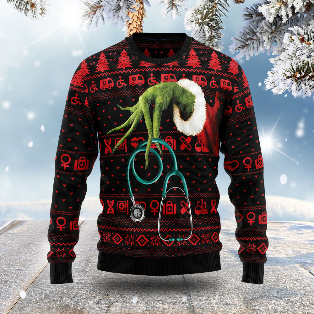 The Grinch Hand Ugly Christmas Sweater Holiday Clothing Christmas Gifts For Grinch Lovers