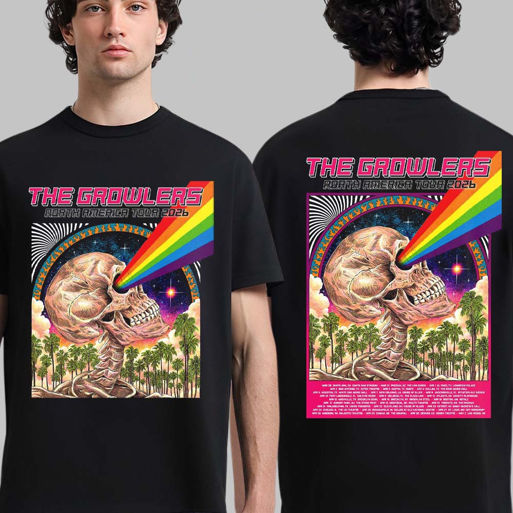 The Growlers North America Tour 2026 T-Shirt Skeleton Lsaer Rainbow Eyes Shirt Gift For Fans