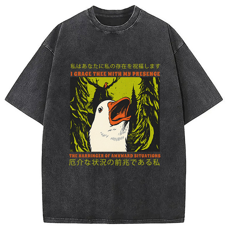 The Harbinger of Awkward Situations Funny Goose Washed T-Shirt Cool Graphic Tee For Men Women Gifts For Him The Harbinger of Awkward Situations Funny Goose Washed T-Shirt Cool Graphic Tee For Men Women Gifts For Him