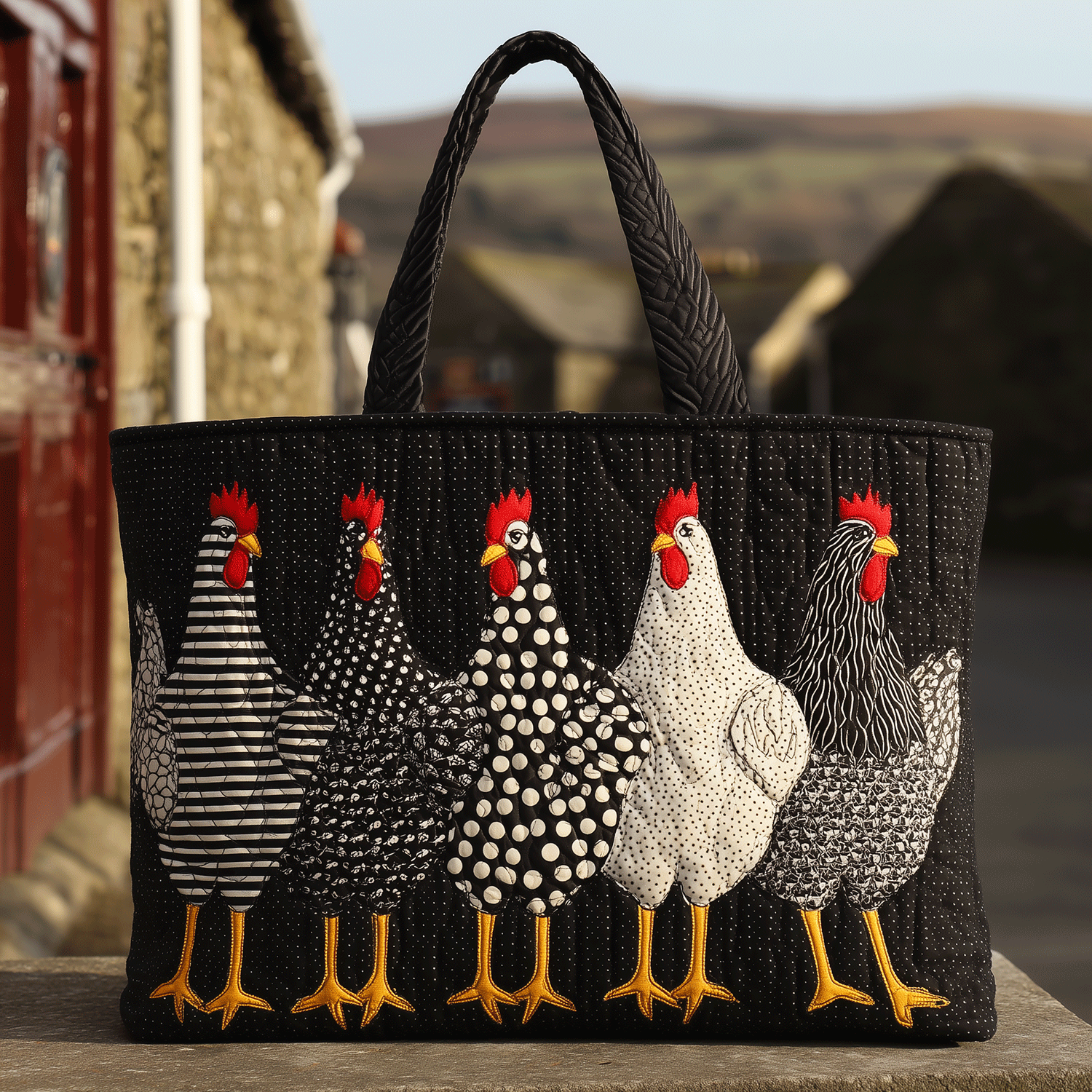 The Hen Lineup Quilted Tote Bag Best Gift For Rancher