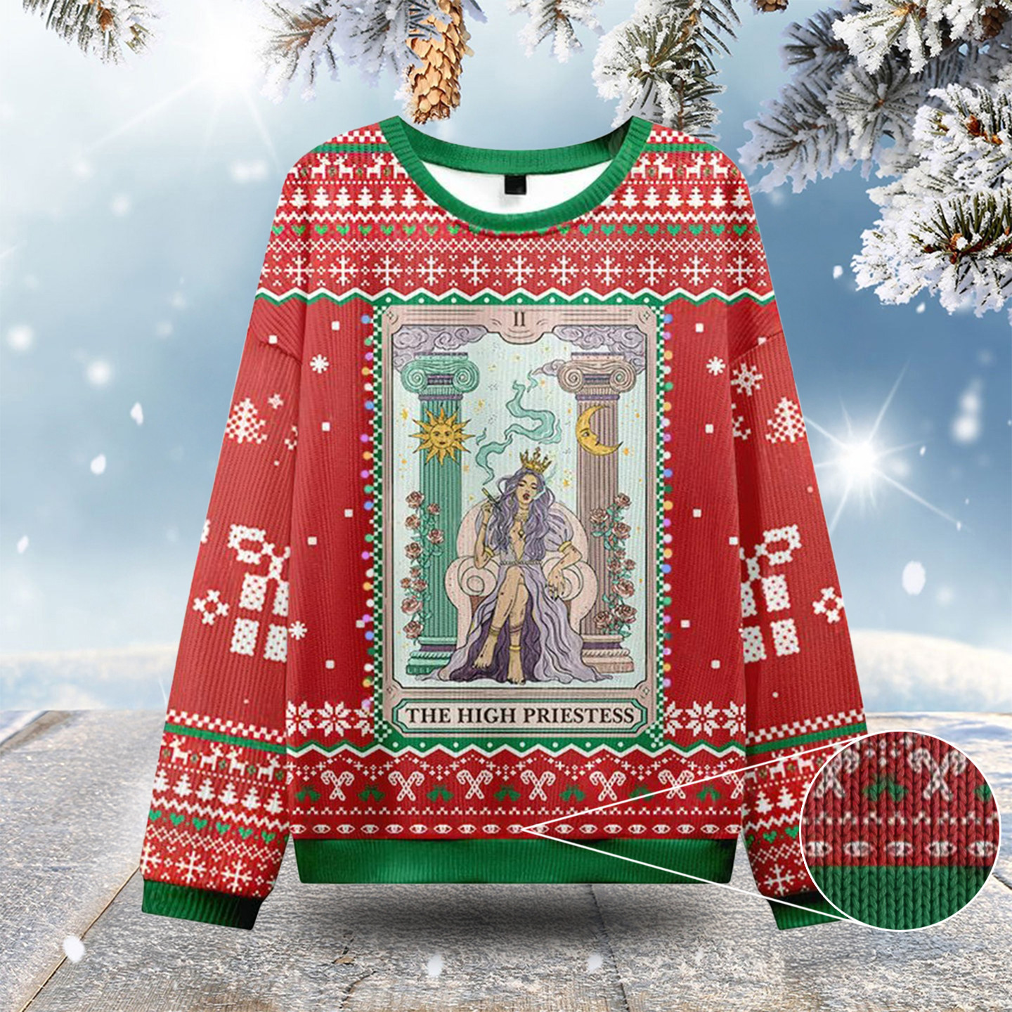 The High Priestess Tarot Card Ugly Christmas Sweatshirts Funny Xmas Sweaters Gifts For Wife