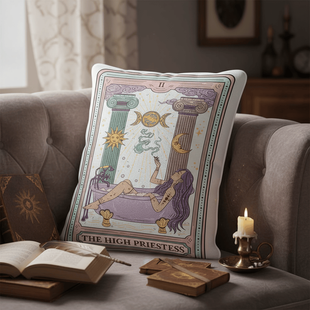 The High Priestess Tarot Pillow Sofa Accent Home Decor Fantasy Gifts For Mom