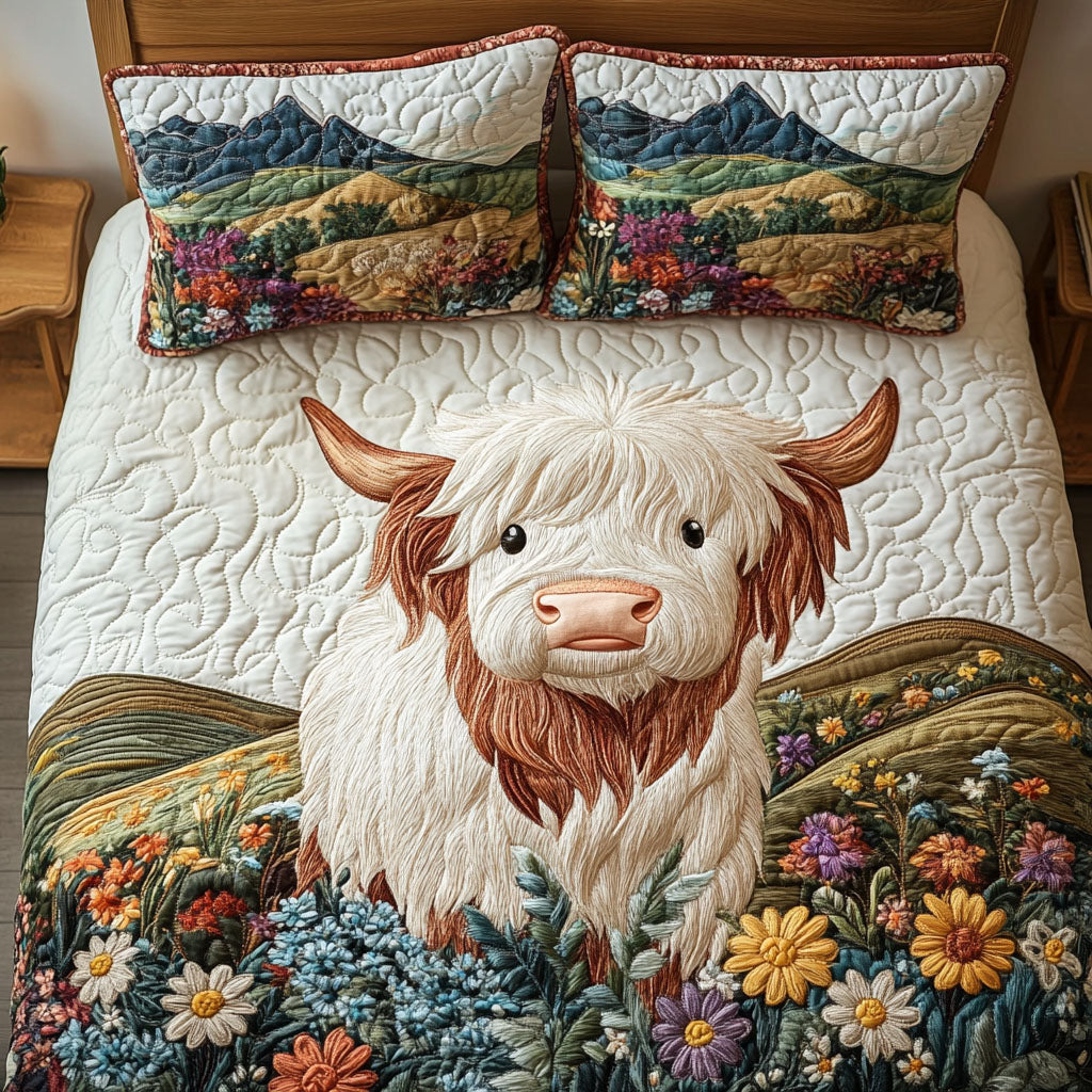 The Highland Dreamer Quilted Bedding Set Stylish Bed Sheet Set for Modern Home