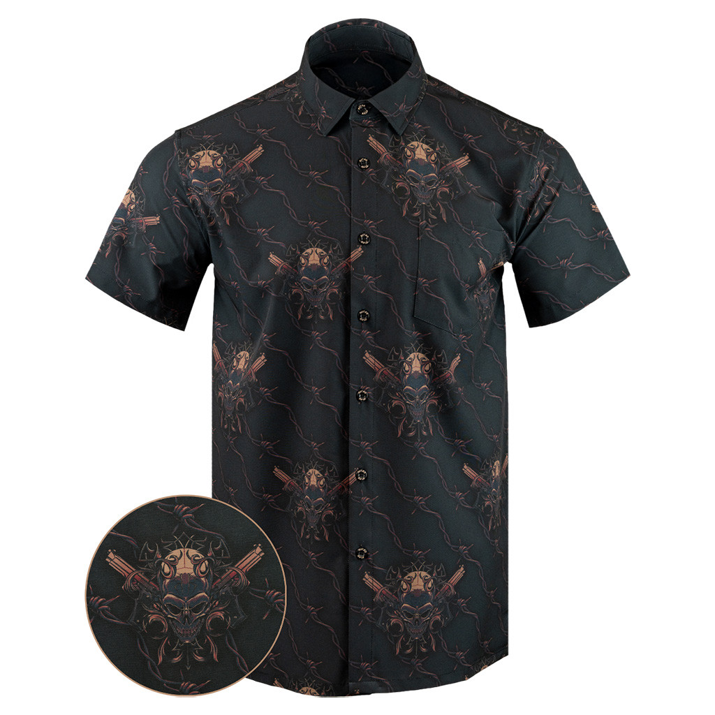 The Hitman V2 Button Down Shirt Tactical Hawaiian Shirt Gift Ideas For Gun Lovers The Hitman V2 Button Down Shirt Tactical Hawaiian Shirt Gift Ideas For Gun Lovers
