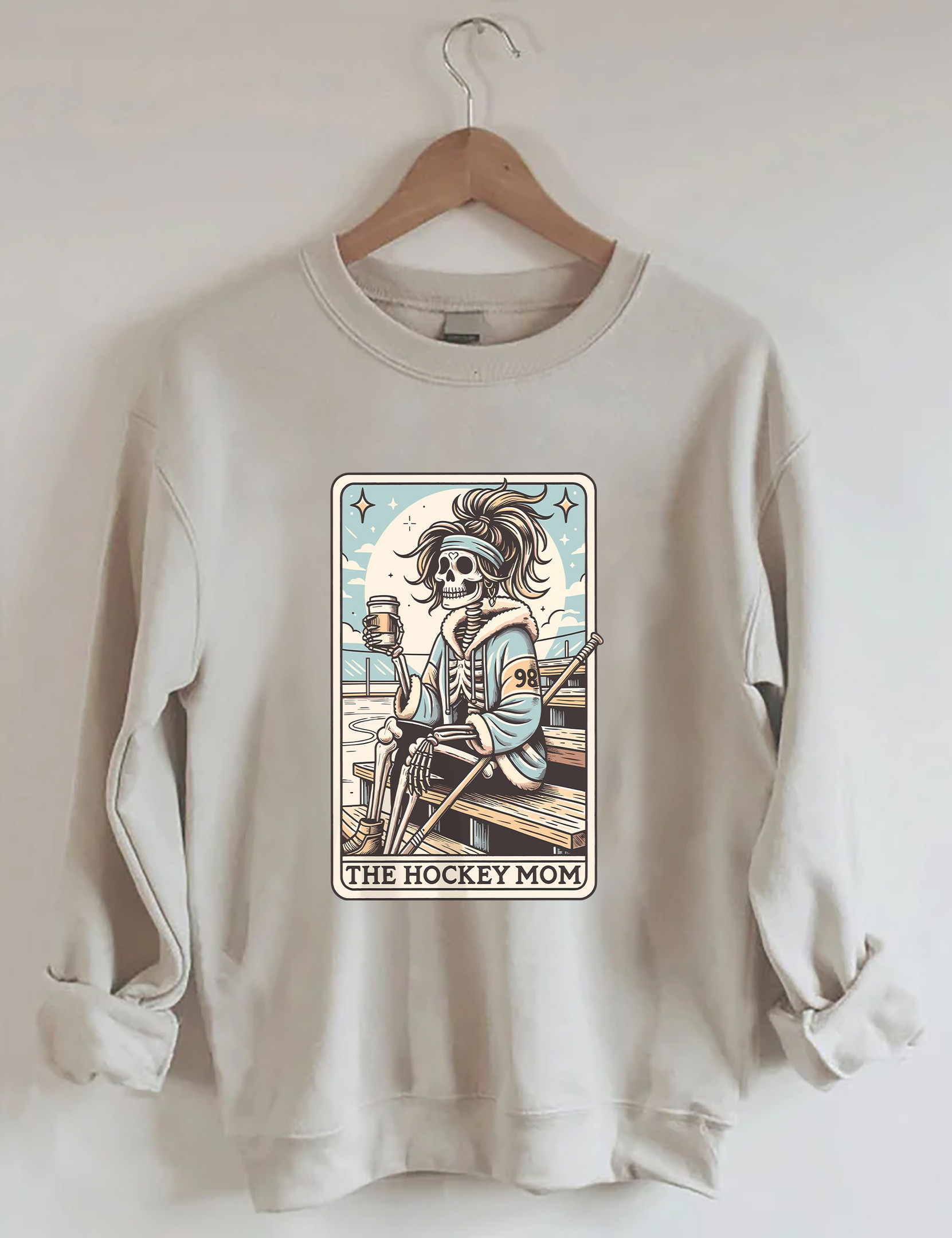 The Hockey Mom Sweatshirt Skeleton Pattern Meme Clothing Unique Gift For Mother