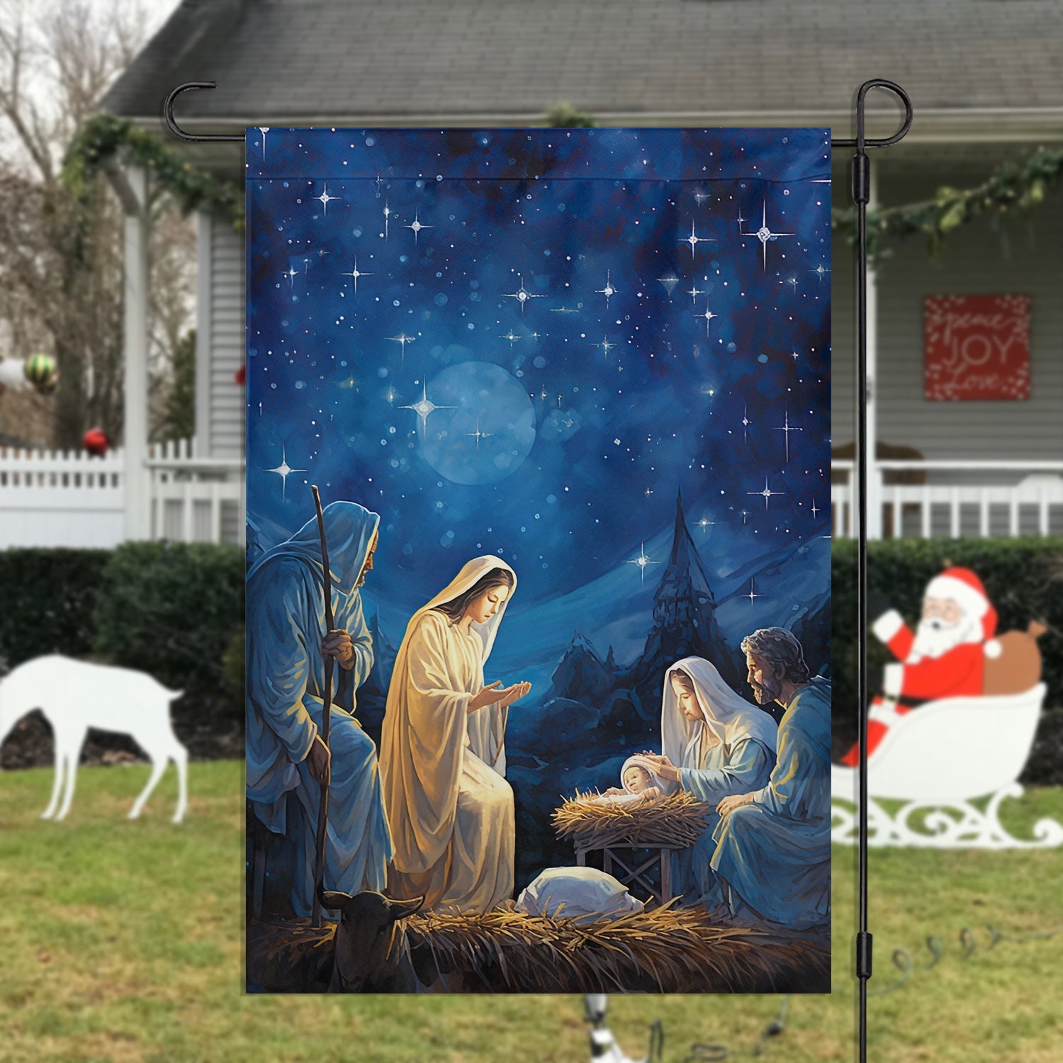 The Holy Birth Christmas Garden Flag Starry Night Of Blessings Christmas Decor Christians Gift