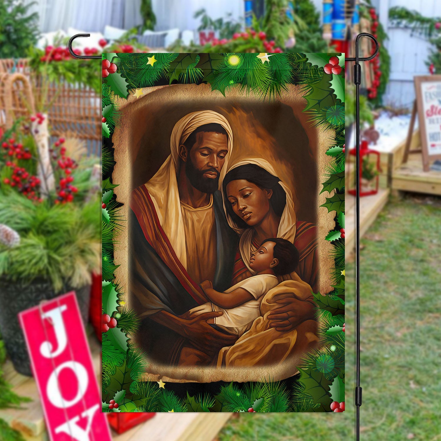 The Holy Family Christmas Flag Christians Xmas Decor Nativity Christians Flag Gift