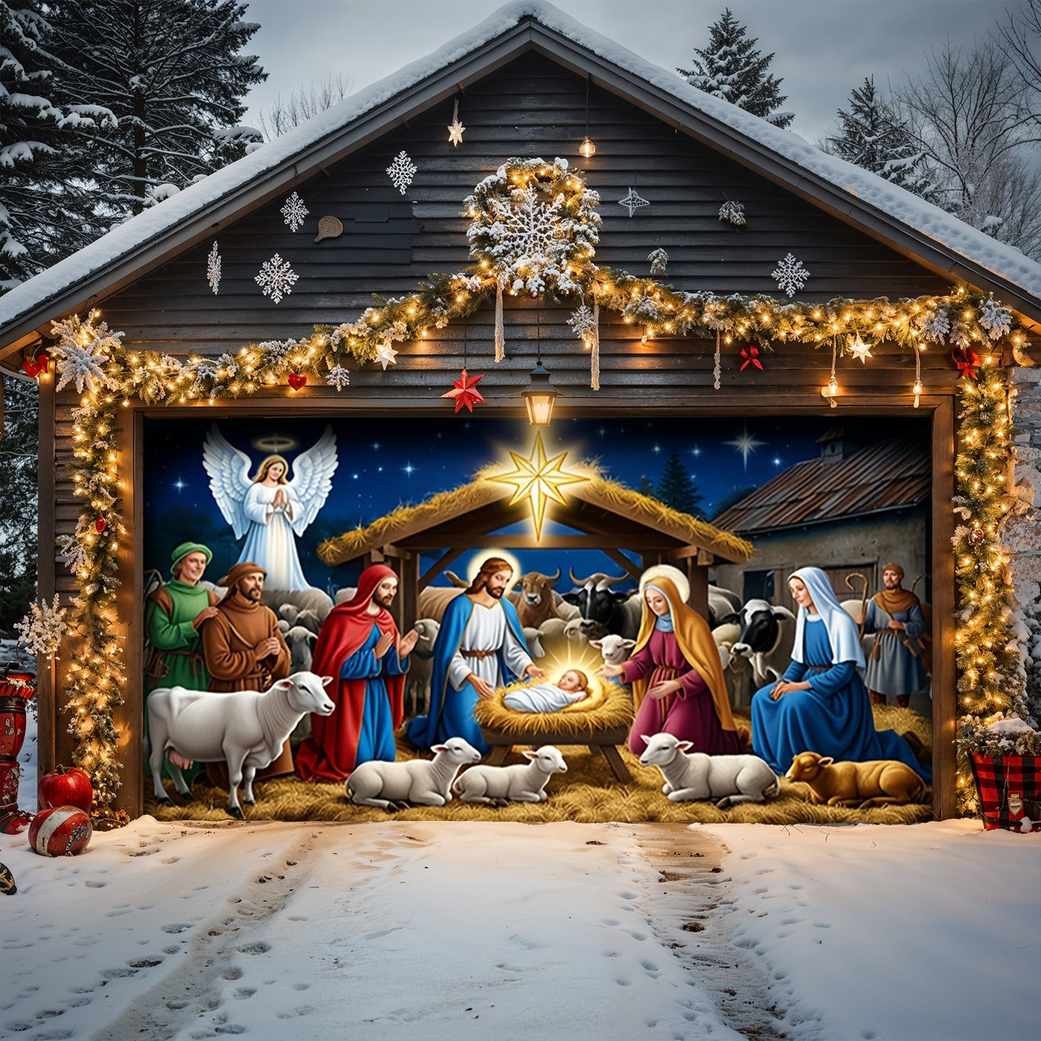 The Holy Family Christmas Garage Door Banner Home Decor Christian Xmas Presents