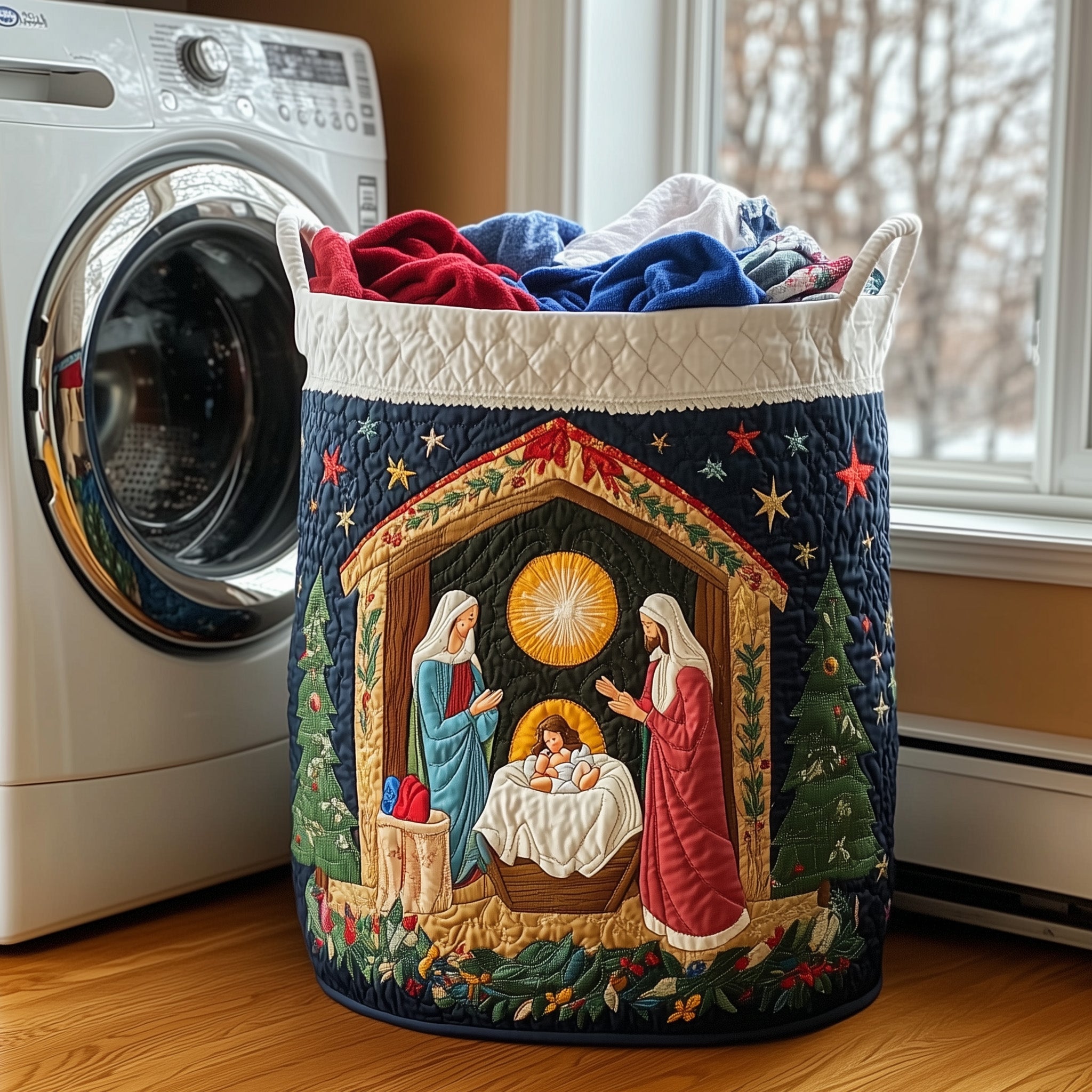 The Holy Family Quilted Laundry Basket Holiday Favorite Gift(1)