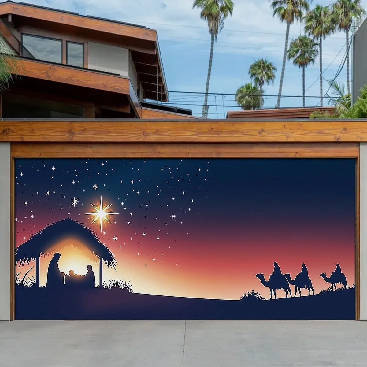The Holy Nights Gentle Glow Christmas Garage Door Banner Christmas Home Decor Xmas Gifts