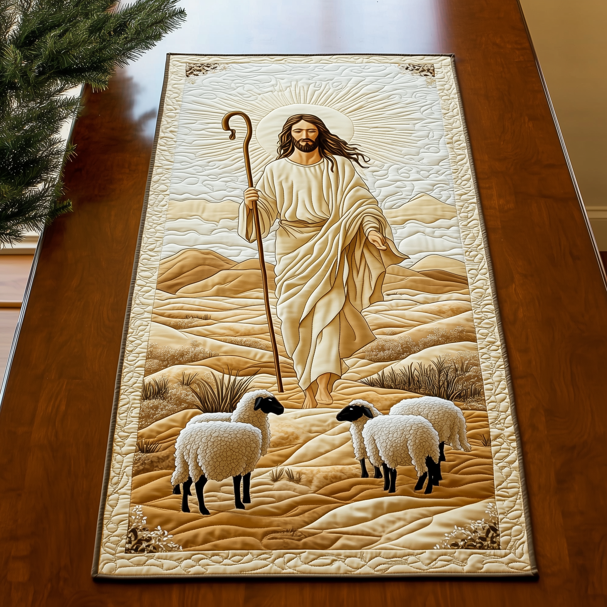 The Holy Shepherd Quilted Table Runner Faith Christmas Gifts For Christian Couples