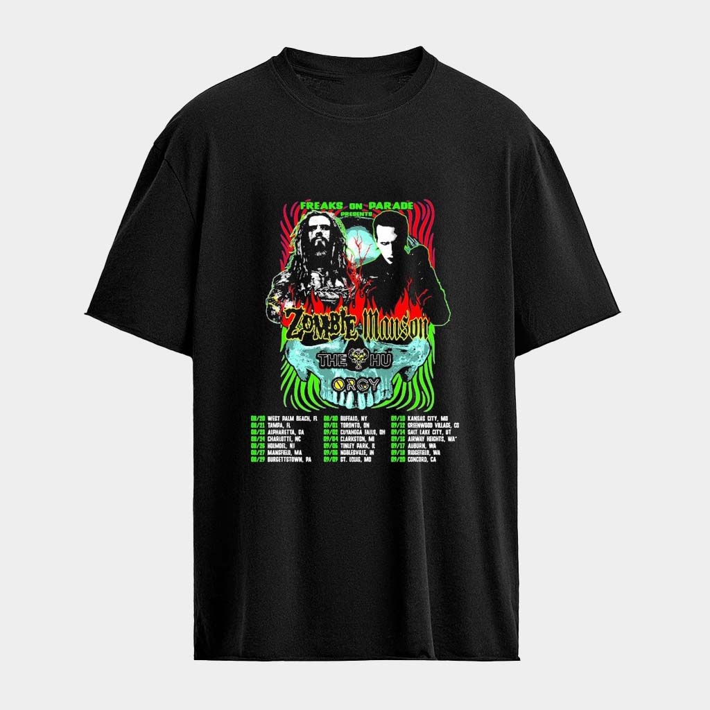 The Hu Freaks On Parade Rob Zombie And Marilyn Manson Tour 2026 T-Shirt Fan Apparel
