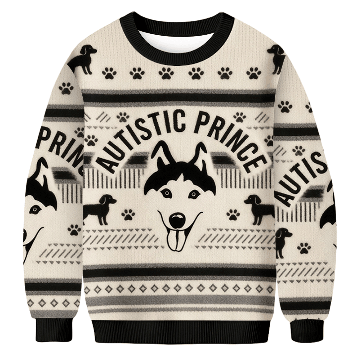 The Husky Funny Meme Autistic Prince Ugly Sweater Animal Clothing Gifts For Husky Lovers