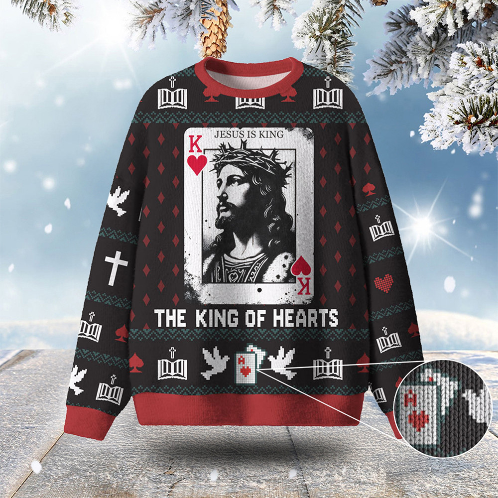 The King Of Hearts Ugly Christmas Sweater Winter Apparel Cool Christmas Gift Ideas