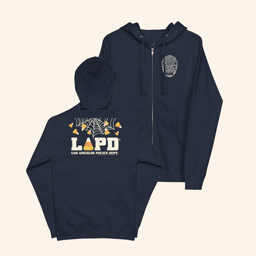 The LAPD Merch LAPD Candy Corn Logo Zip Up Hoodie Christmas Presents For Him The LAPD Merch LAPD Candy Corn Logo Zip Up Hoodie Christmas Presents For Him
