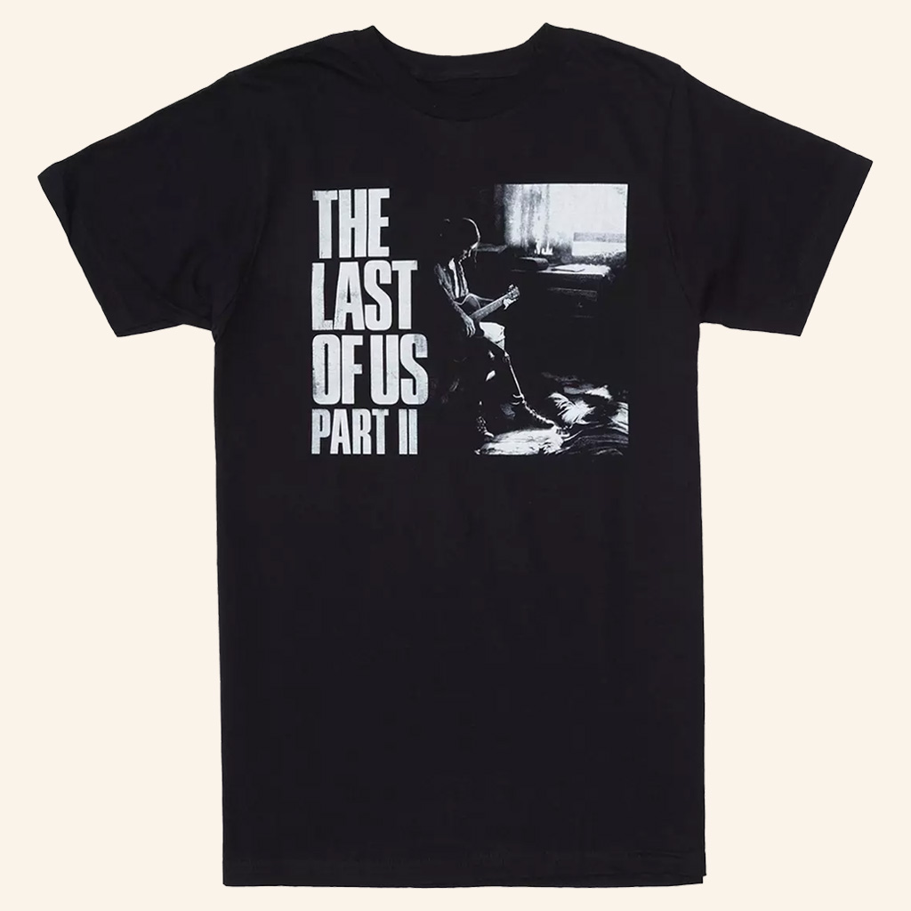 The Last Of Us Merch The Last Of Us Part II Black And White Guitar T-Shirt Gifts For Besties