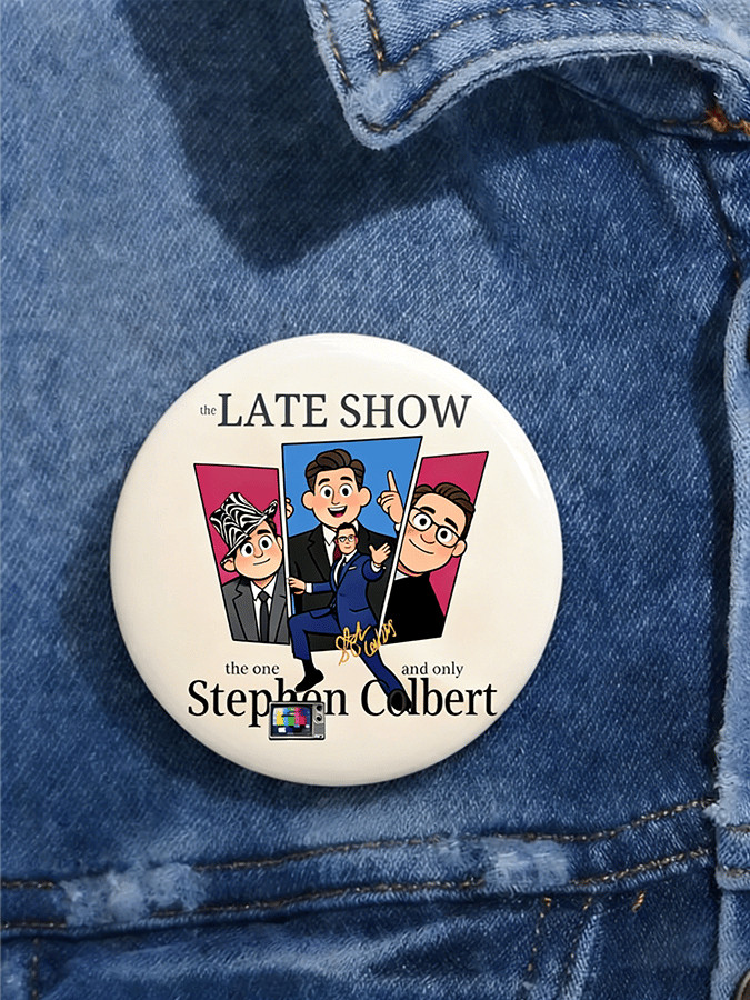 The Late Show Stephen Colbert Pinback Retro TV Show Merch Gifts For Fan