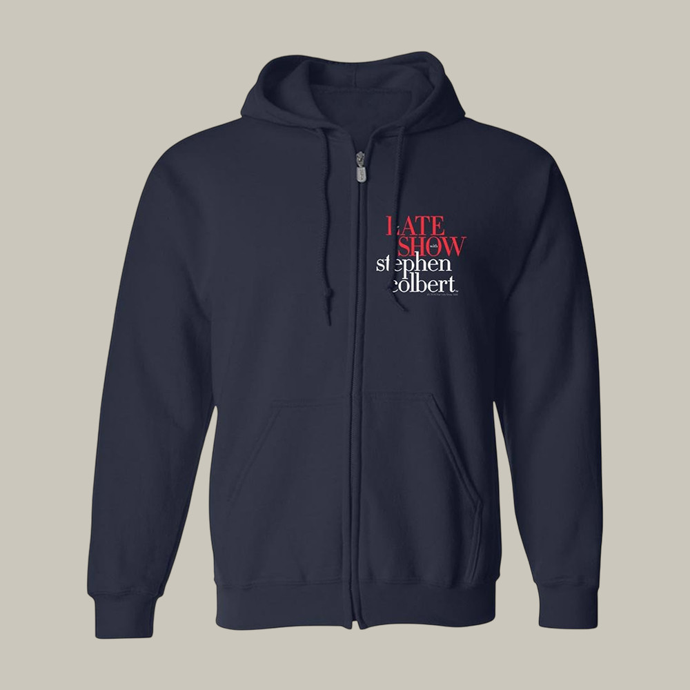 The Late Show With Stephen Colbert Logo Fleece Zip Hoodie Late Show CBS Apparel Gift For Him