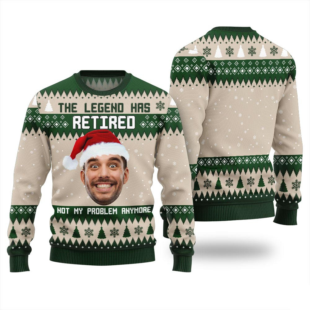The Legend Has Retired Custom Face Mens Christmas Sweater Xmas Sweaters For Women