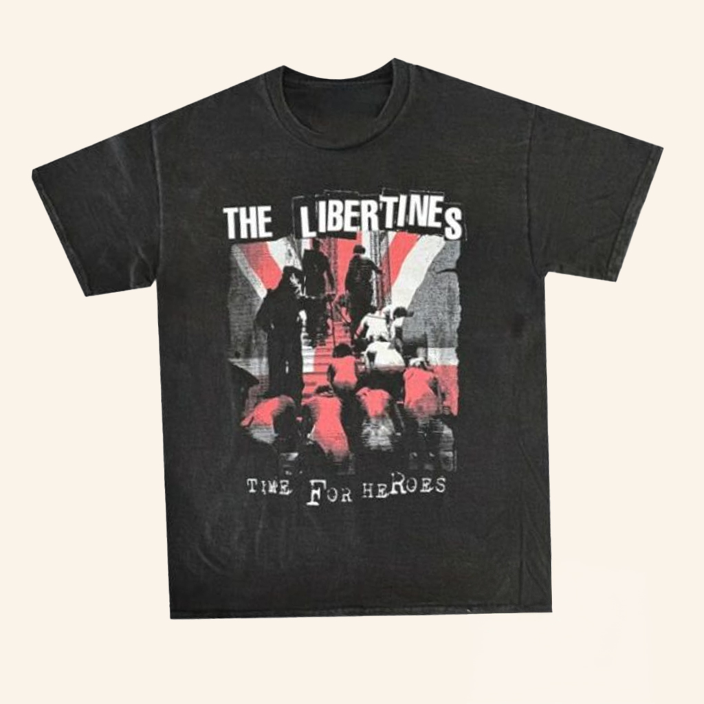 The Libertines Merch Time For Heroes Black Vintage T-Shirt Xmas Gifts For Rock Fans