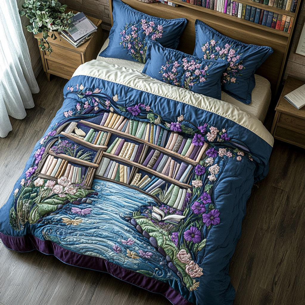 The Library of Dreams Quilted Bedding Set Best Bed Sheet Set Awesome Gifts For Book Lovers