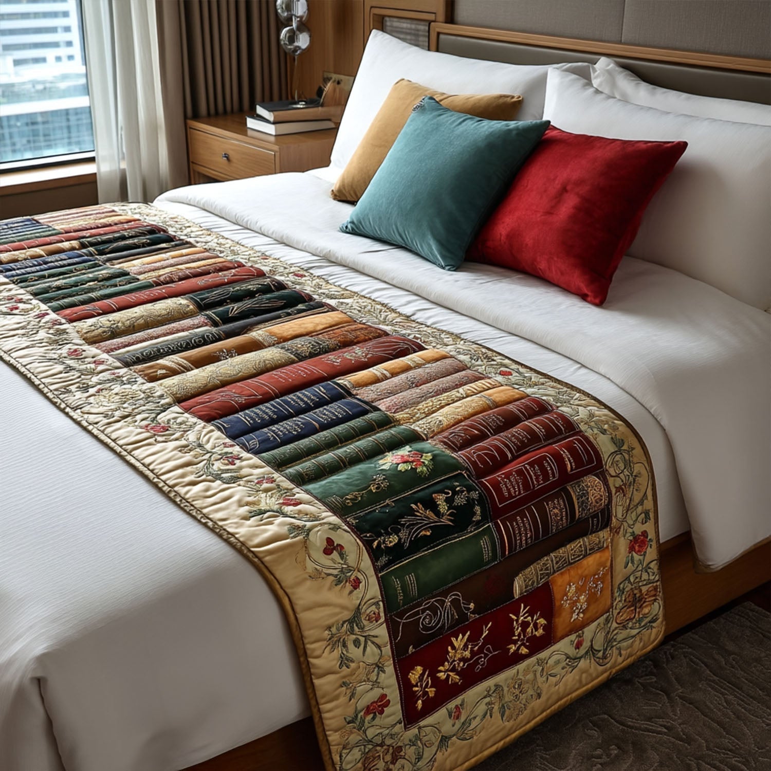 The Library Retreat Quilted Bed Runner Bed Decor Ideas Best Unique Book Gifts