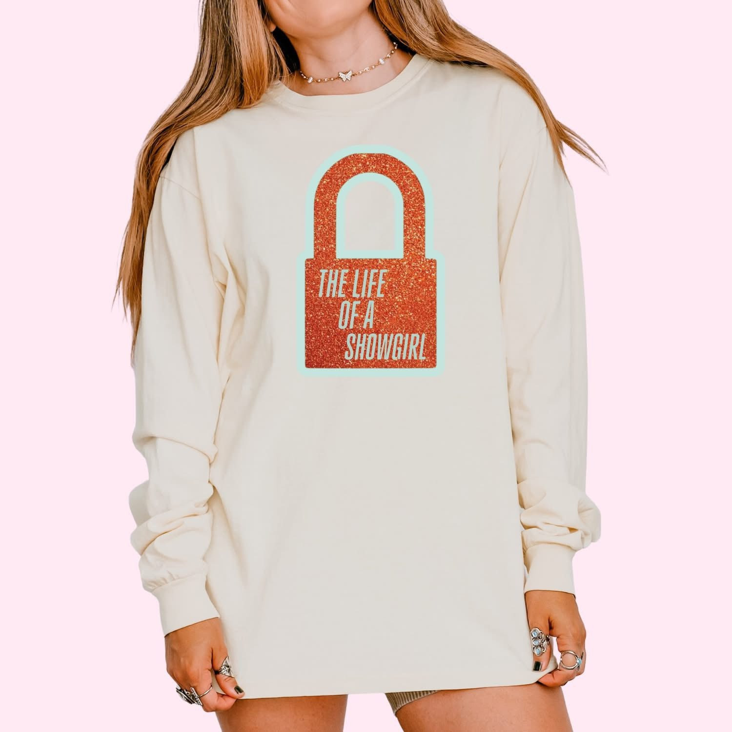 The Life Of A Show Girl Merch Sweatshirt Pop Music Inspired Glitter Padlock Best TS Clothing