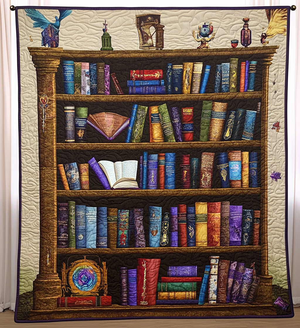 The Literary Shelf Quilted Blanket Cute Blankets For Girlfriend