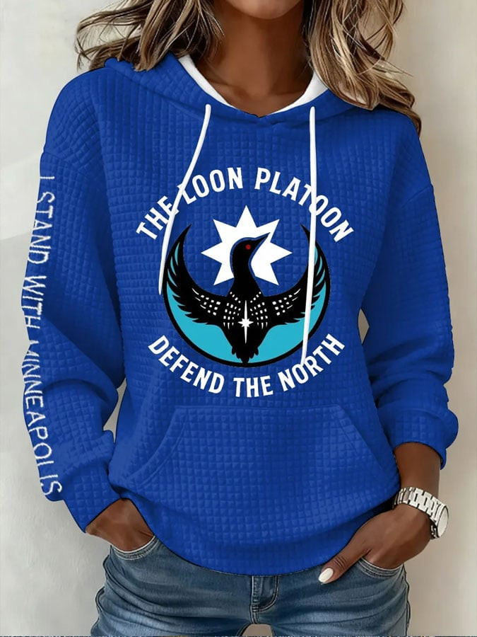 The Loon Platoon Defend The North Waffle Hoodie I Stand With Minnesota Hoodie Women's Gifts The Loon Platoon Defend The North Waffle Hoodie I Stand With Minnesota Hoodie Women's Gifts