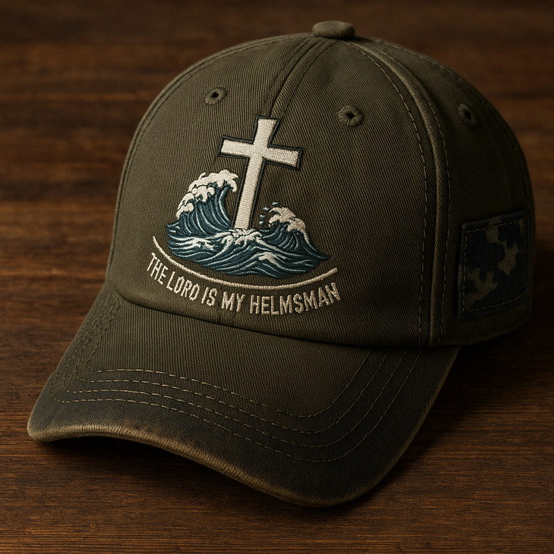 The Lord Is My Helmsman Hat Christian Themed Cap Holy Cross Pattern Gifts For Christians