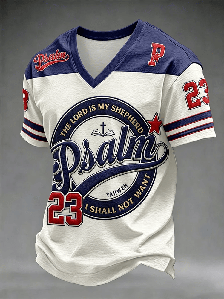 The Lord is My Shepherd I Shall Not Want Psalm 23 Yahweh V-Neck Shirt Clothes Gift Ideas