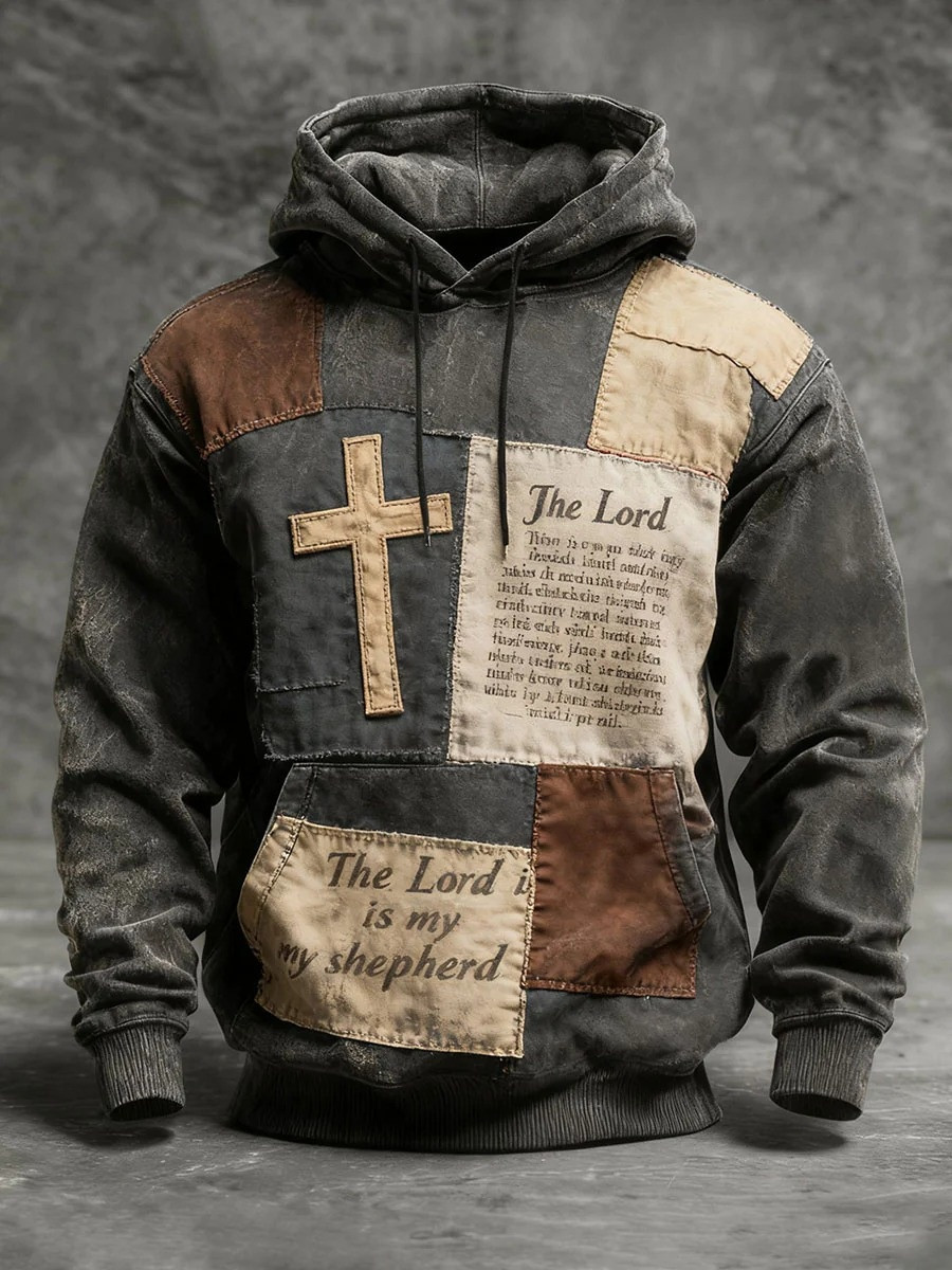 The Lord Is My Shepherd Patchwork Hoodie Men Jesus Shirts Christian Apparel Gift Ideas