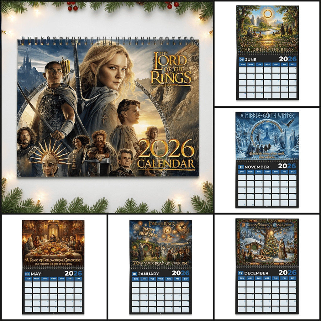 The Lord Of The Rings 2026 Wall Calendar Middle Earth Fantasy Fan Art Monthly Calendar Gifts