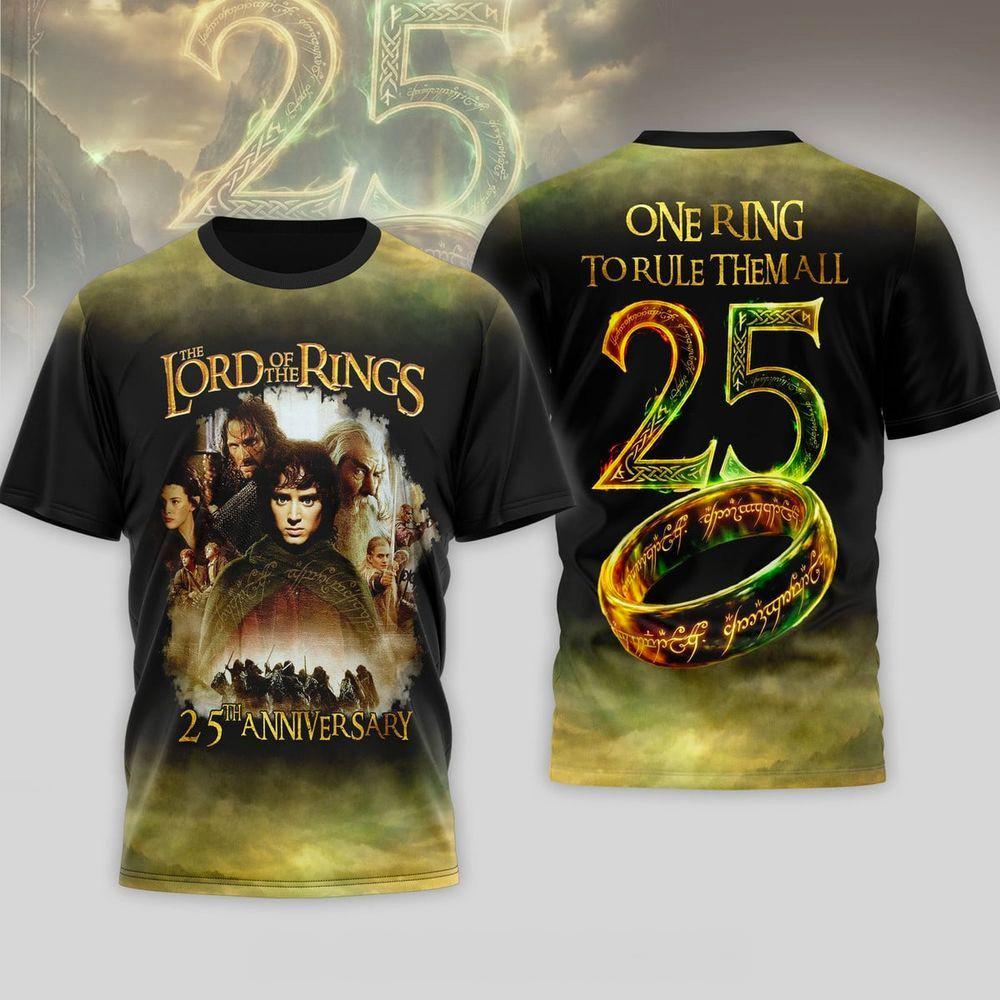 The Lord Of The Rings 25th Anniversary T-Shirt The Lord Of The Rings Merch Gifts For Film Fans