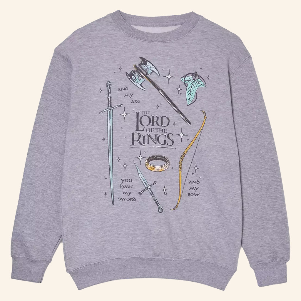 The Lord Of The Rings Merch Weapons Doodle Sweatshirt Gifts For Fantasy Lovers