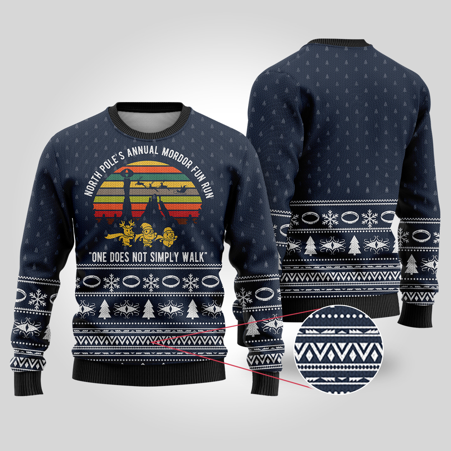 The Lord Of The Rings Mordor Fun Run Lotr Christmas Sweater Navy Exclusive Christmas Sweater Merch Gift Edition