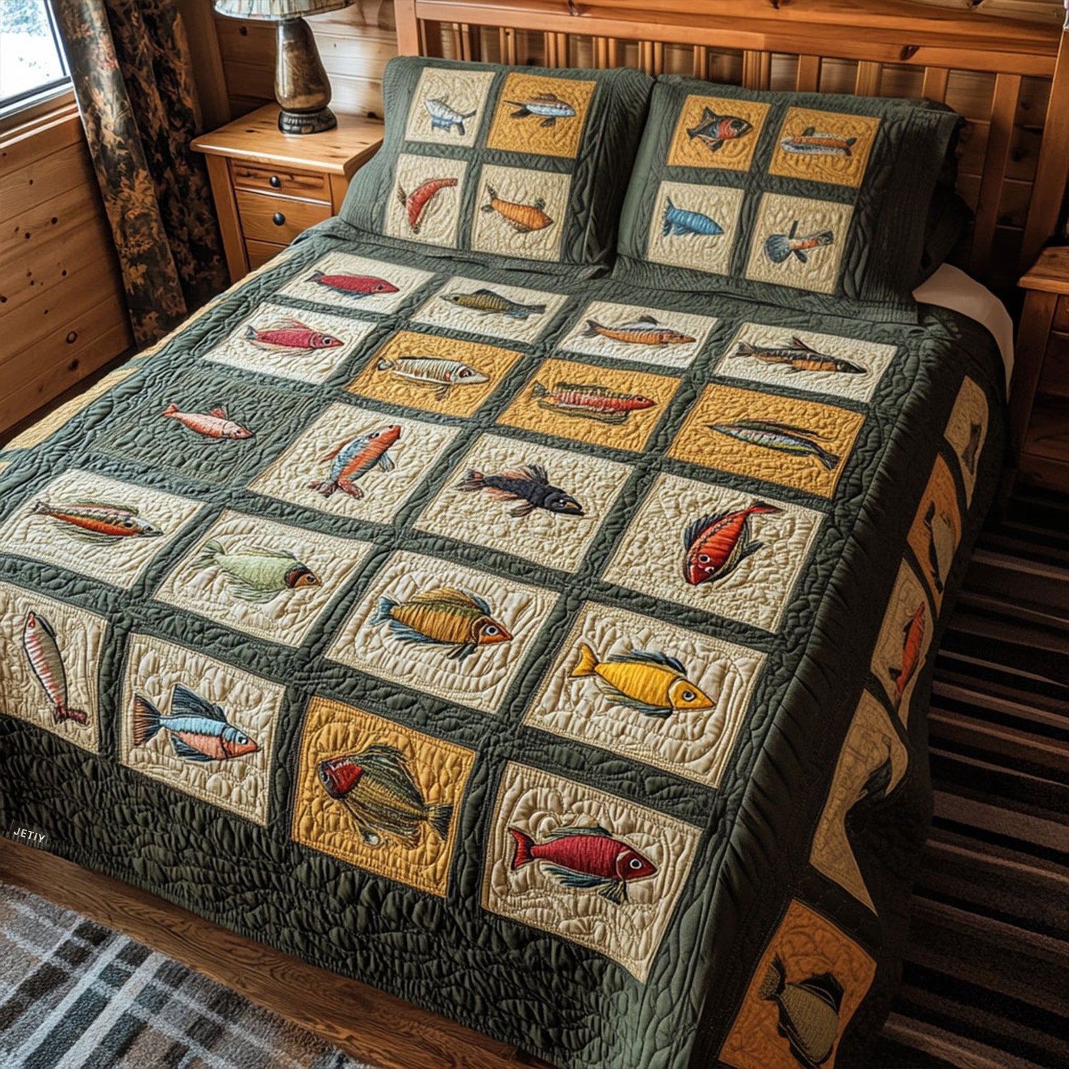 The Lure Collection Quilted Bedding Set Cool Bedroom Decor Fishing Theme Merchandise