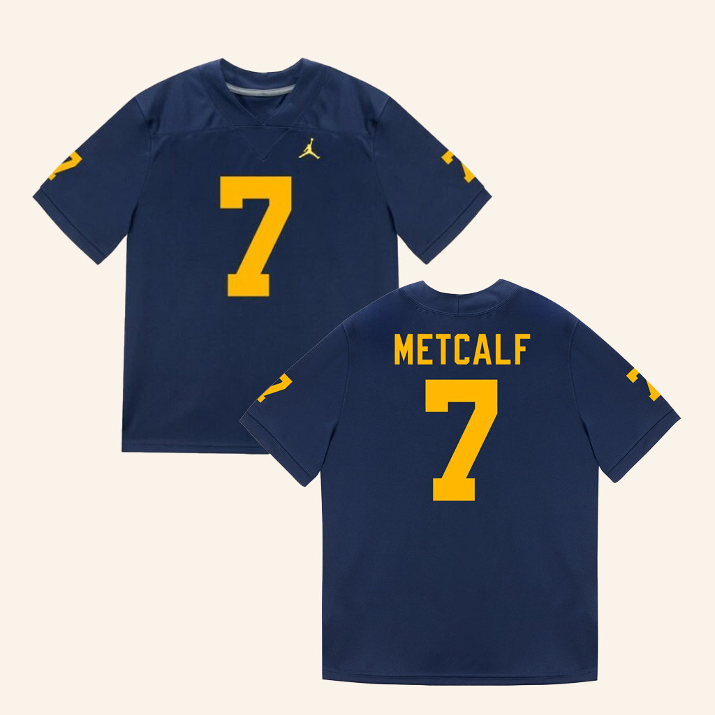 The M Den Merch Michigan Wolverines 7 Tj Metcalf Student Athlete Blue Football Jersey The M Den Merch Michigan Wolverines 7 Tj Metcalf Student Athlete Blue Football Jersey