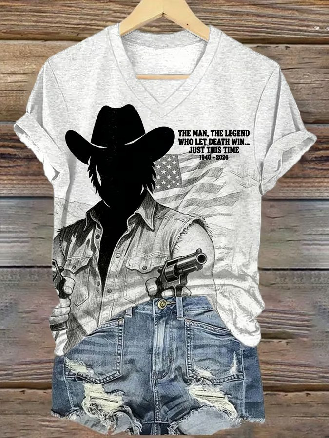 The Man The Legend Who Let Death Win Womens V-Neck T Shirt Chuck Norris Memorial Gift