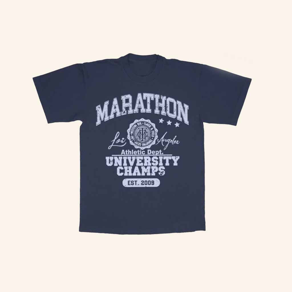 The Marathon Clothing Merch Marathon University T-Shirt Navy Gifts For Him The Marathon Clothing Merch Marathon University T-Shirt Navy Gifts For Him