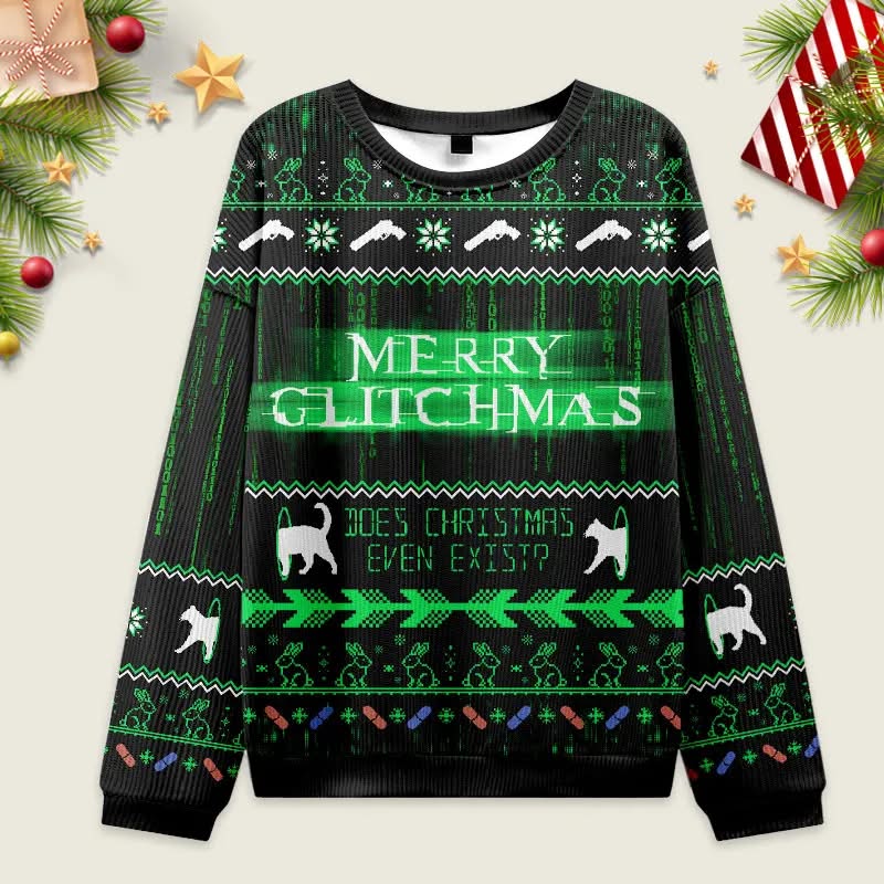 The Matrix Merry Glitchmas Christmas Ugly Sweater Funny Xmas Sweater Gifts For Husband