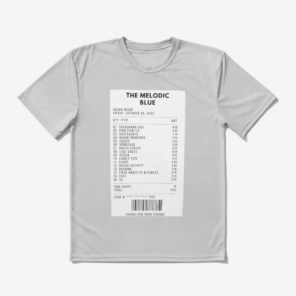 The Melodic Blue Receipt Design T-Shirt Kendrick Lamar Shirt Aesthetic Music Gift