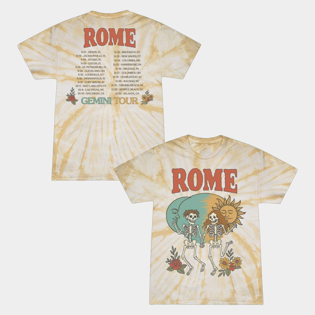 The Merch Collective Merch Rome Gemini Tour Tie Dye T-Shirt Gifts For Rome Band Fans