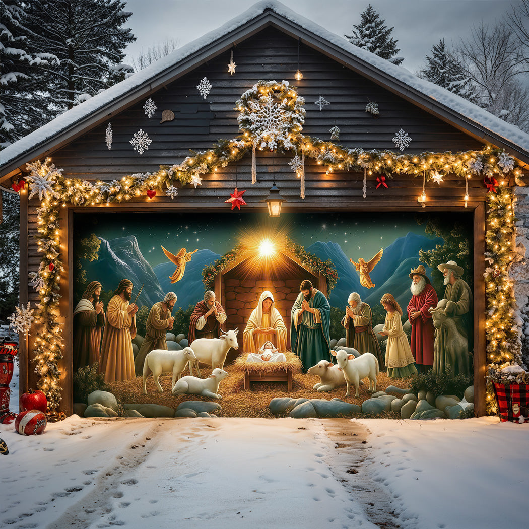 The Nativity Scene Christmas Garage Door Banner Christmas Decorations Christian Xmas Gifts