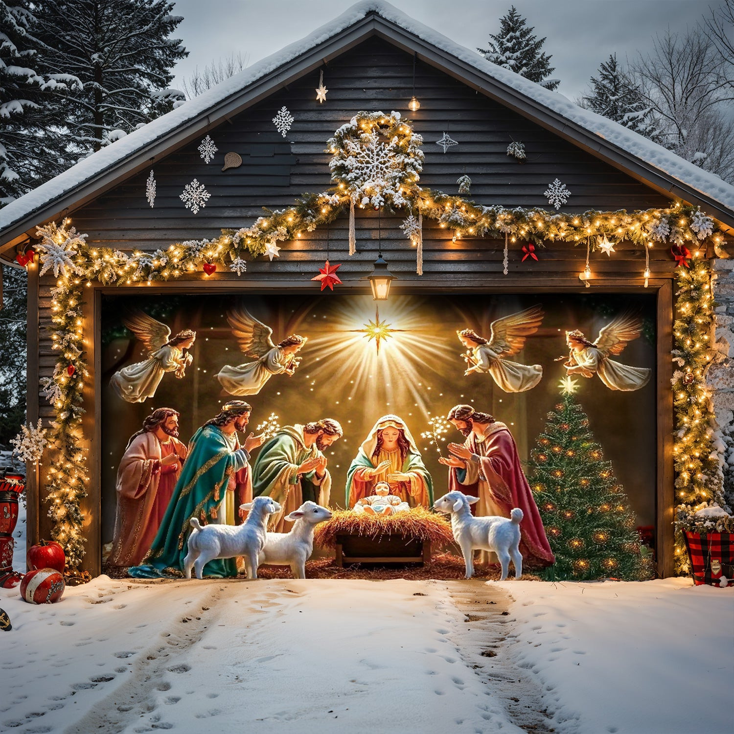 The Nativity Scene Christmas Garage Door Banner Xmas Home Decor Christmas Gifts For Christians