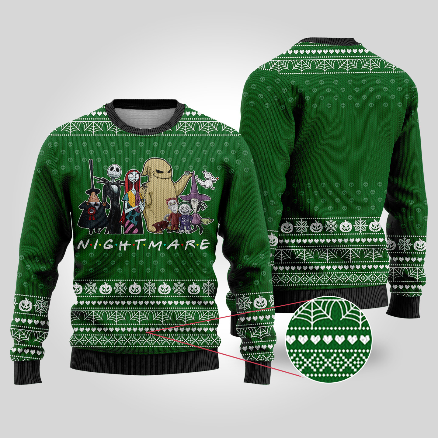 The Nightmare Before Christmas Halloween Sweater Forest Green Lovely Merch Gift for Cozy Winter Nights