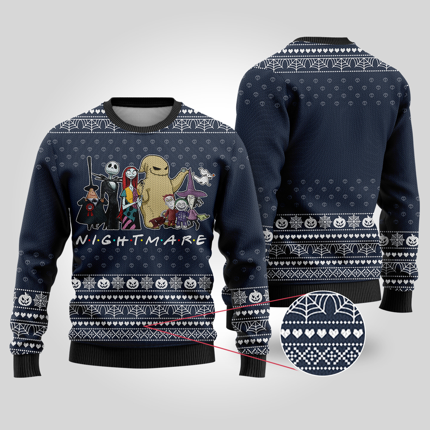 The Nightmare Before Christmas Halloween Sweater Navy Trending Christmas Merch Gift 2025 Collection