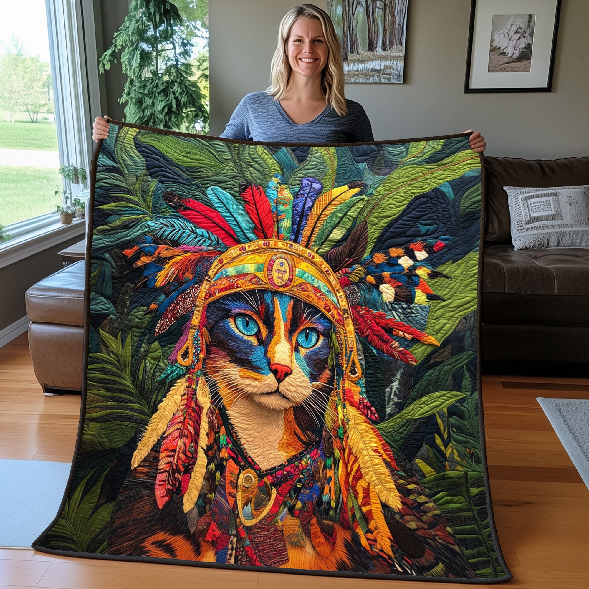 The Nomadic Cat Quilted Blanket Sofa Throw BlanketCat And Owner Gifts