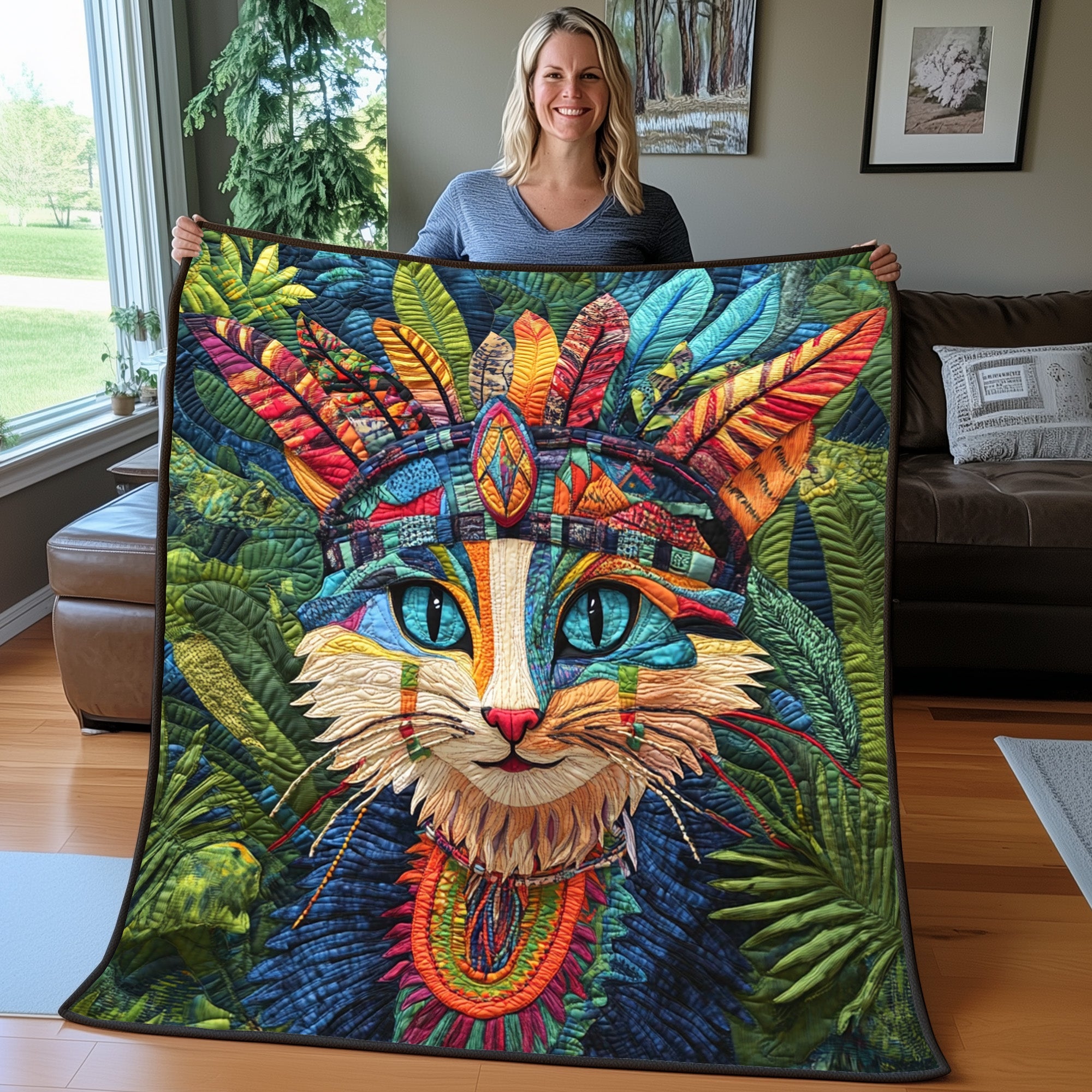 The Nomadic Cat Quilted Blanket Sofa Throw BlanketPresents For Cat Owners